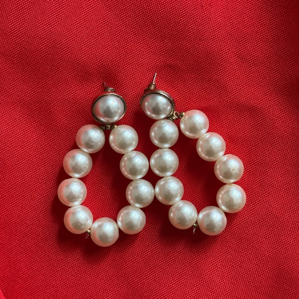 Elegant Pearl Hoop Earrings